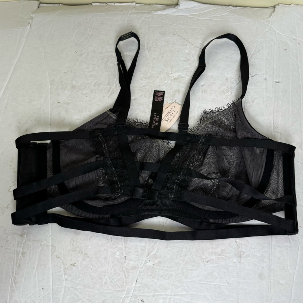 Victorias Secret NEW Lace Sheer Sexy Demi Balconette Bra Strappy Zip Underwire - Picture 5 of 16
